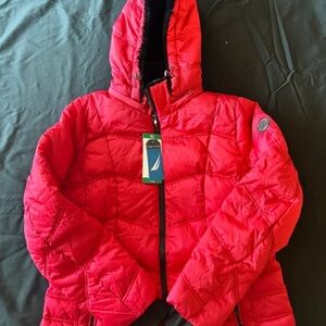 Nautica Red Quilted Utility Jacket